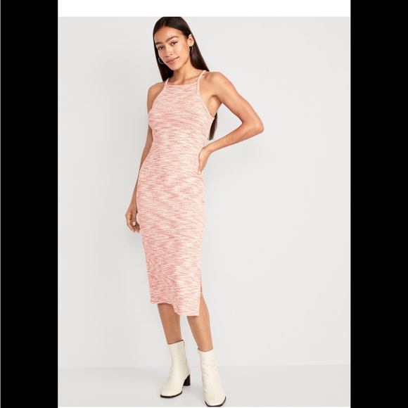 Fitted sleeveless rib-knit midi dress - Picture 1 of 4